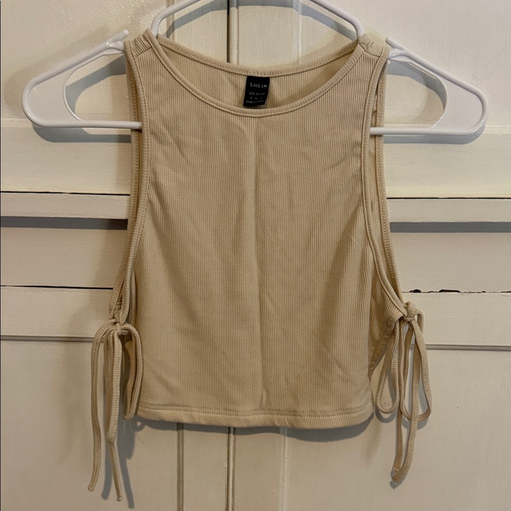 SHEIN Tan Sleeveless Tank Top with Side Ties